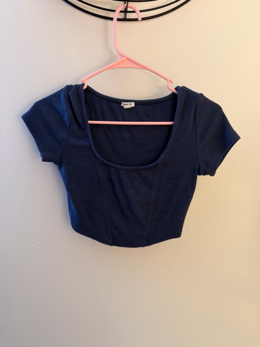 Garage Navy Scoop Neck Cropped Tee
